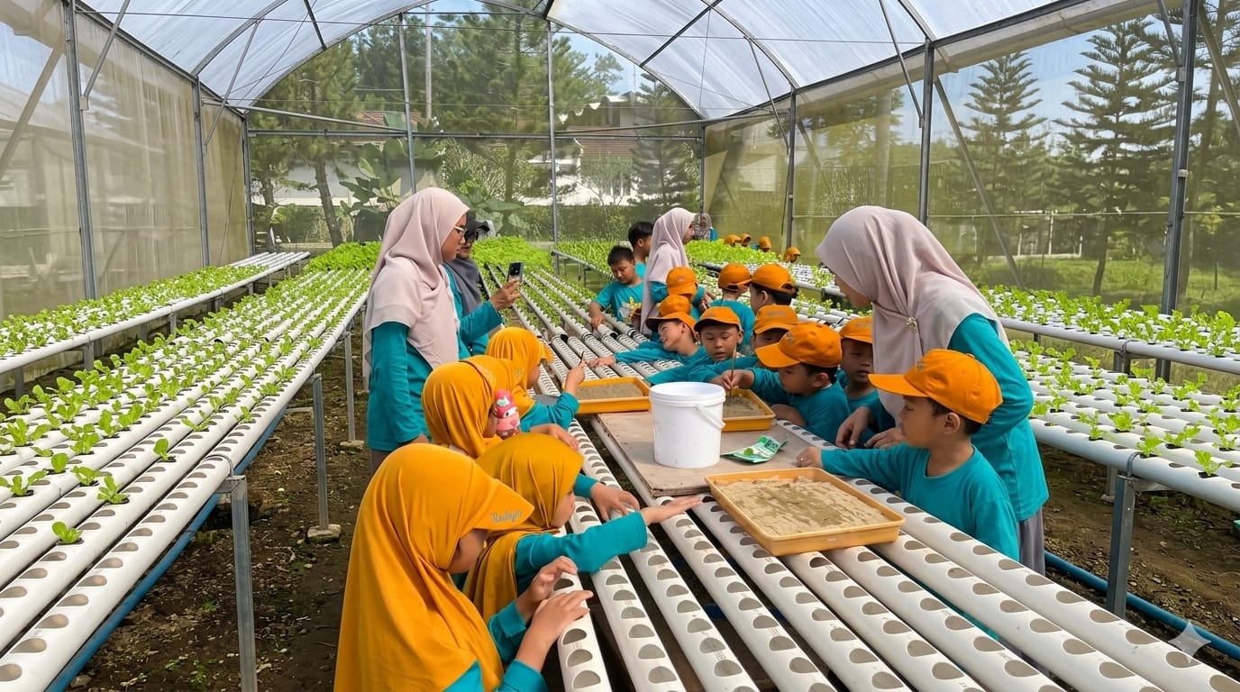 Hidroponik dan Petualangan Jadi Media Belajar Interaktif bagi Anak Pada Kegiatan Rihlah Edukatif PAUDQ Alam Annida Bekasi dan Mahasiswa Pendidikan Masyarakat UNJ